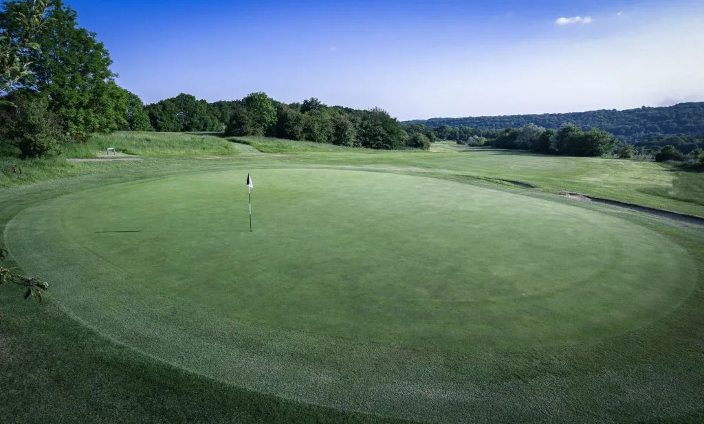 Scenic golf green bathed in twilight at one of the leading golf courses in Buckinghamshire