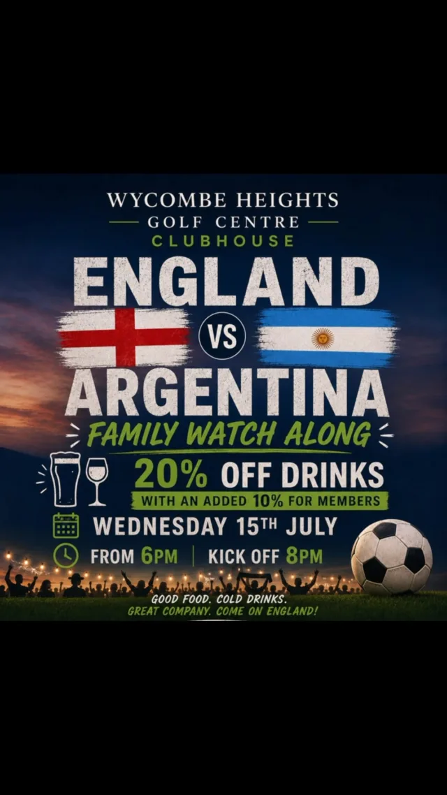 Come along and cheer on the Three Lions as England take on Argentina!

Enjoy 20% off all drinks, plus an extra 10% off for members throughout the evening.

Families are welcome, so bring everyone along for a great night of football, drinks, and atmosphere.

We can’t wait to see you all!

#highwycombe #loudwater #wycombe #beaconsfield #buckinghamshire